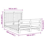 Bedframe Met Hoofdbord Massief Grenenhout 160X200 Cm