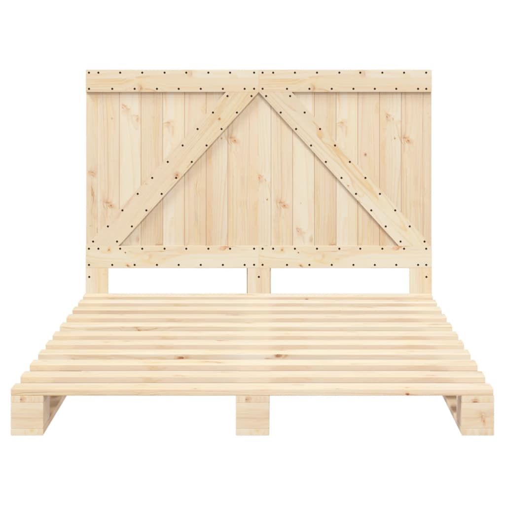 Bedframe Met Hoofdbord Massief Grenenhout 160X200 Cm