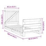 Bedframe Met Hoofdbord Massief Grenenhout 90X200 Cm Wit