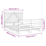 Bedframe Met Hoofdbord Massief Grenenhout Wit 140X200 Cm