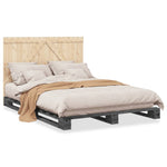 Bedframe Met Hoofdbord Massief Grenenhout Grijs 160X200 Cm Groen