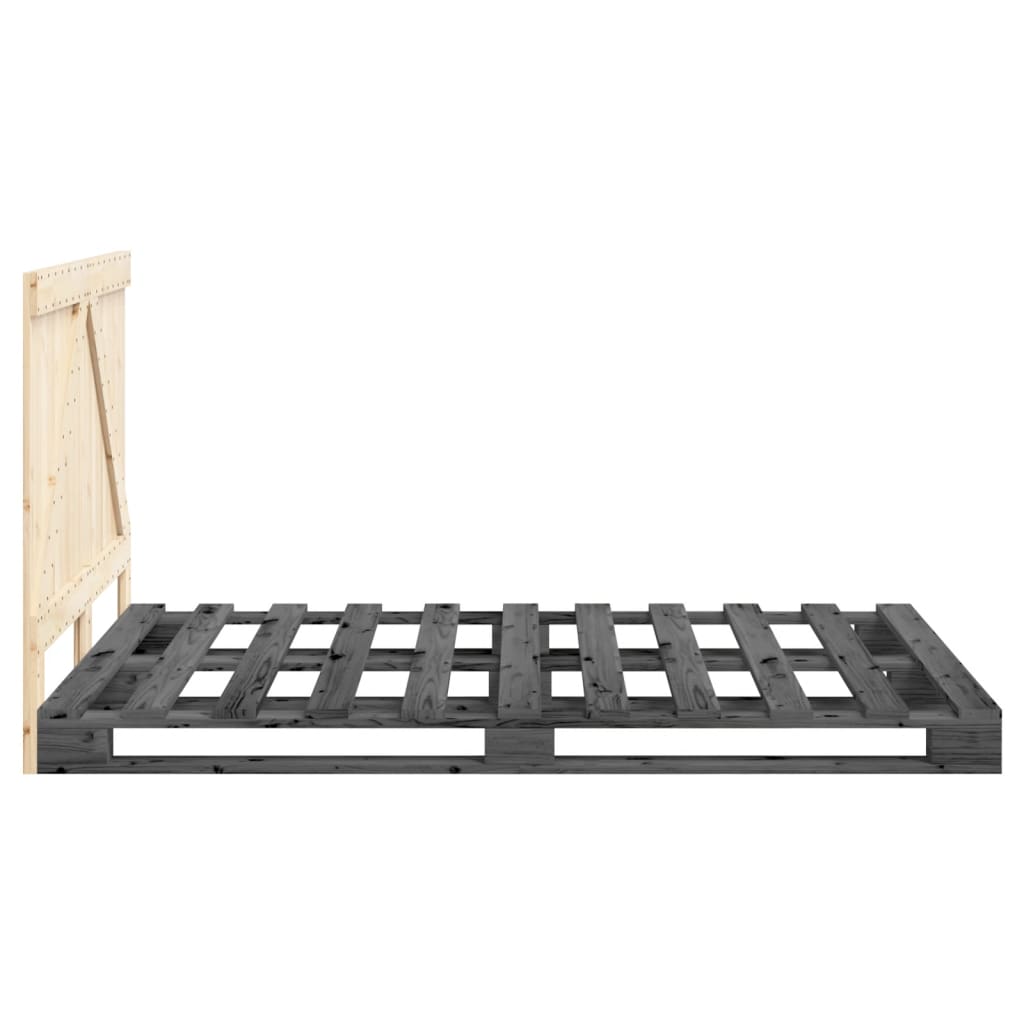Bedframe Met Hoofdbord Massief Grenenhout Grijs 160X200 Cm Groen