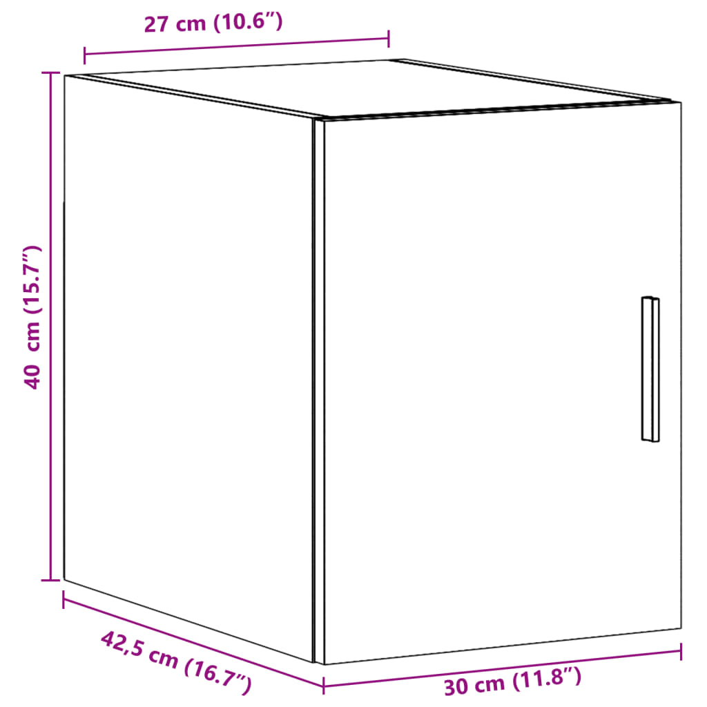 Wandkast 30X42,5X40 Cm Bewerkt Hout Kleurig