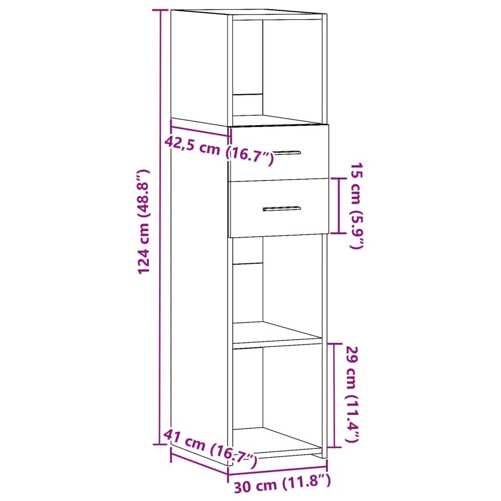 Hoge Kast 30X42,5X124 Cm Bewerkt Hout Ig