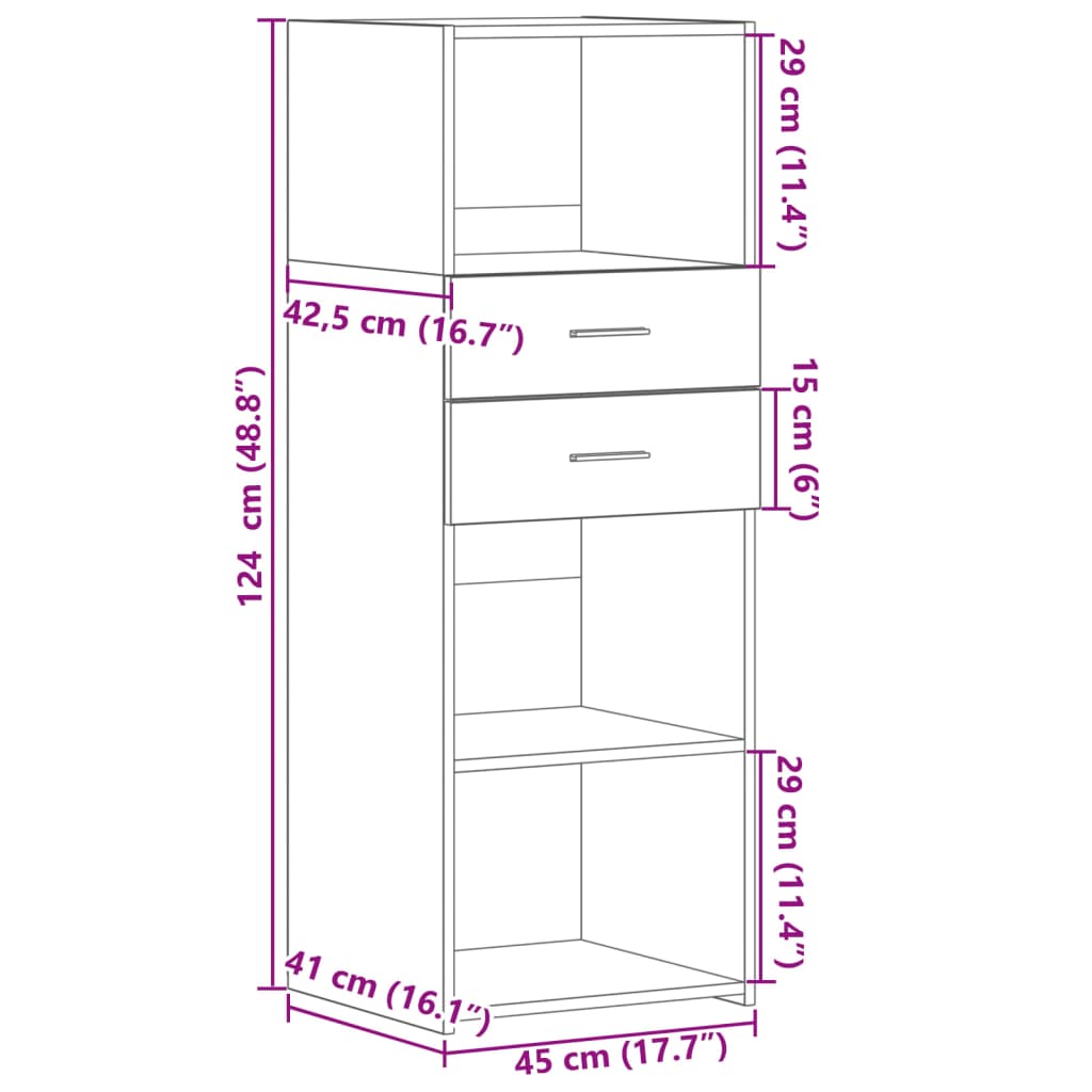 Hoge Kast 45X42,5X124 Cm Bewerkt Hout Ig