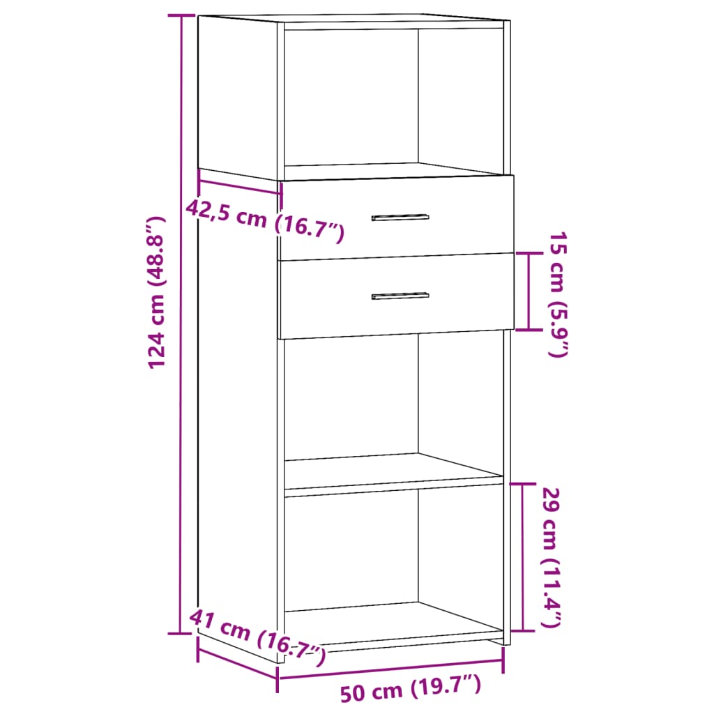 Hoge Kast 50X42,5X124 Cm Bewerkt Hout Ig