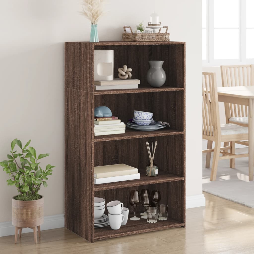 Hoge Kast 70X41X124 Cm Bewerkt Hout Eikenkleurig