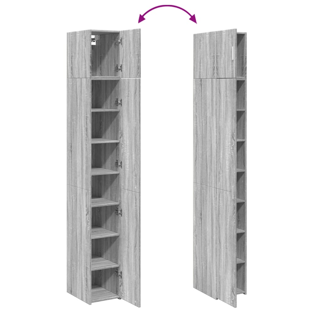 Opbergkast Smal 30X42,5X225 Cm Bewerkt Hout Eiken