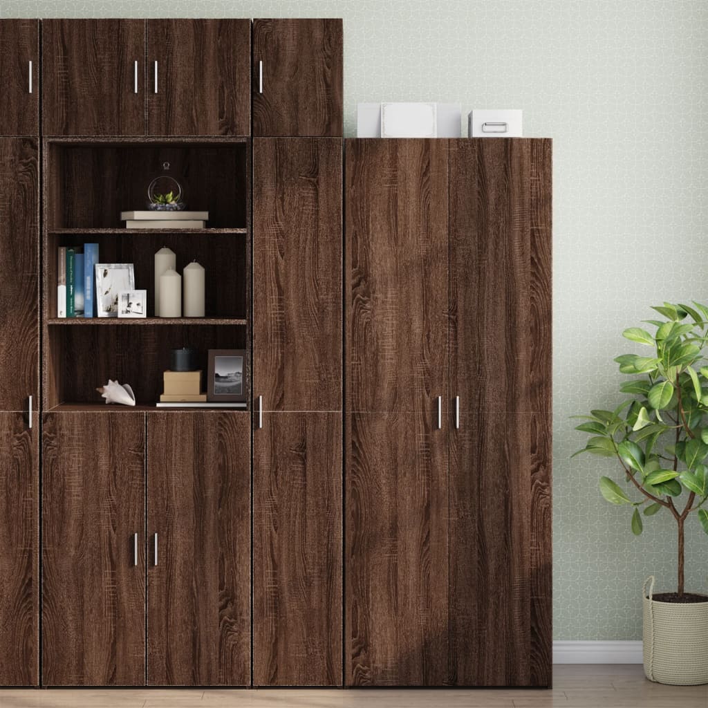 Opbergkast Smal 30X42,5X225 Cm Bewerkt Hout Eiken