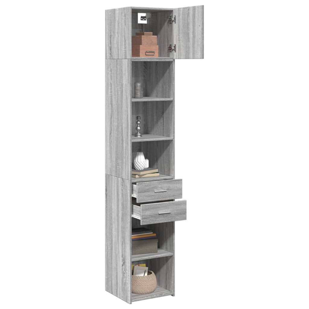 Opbergkast Smal 40X42,5X225 Cm Bewerkt Hout Eiken