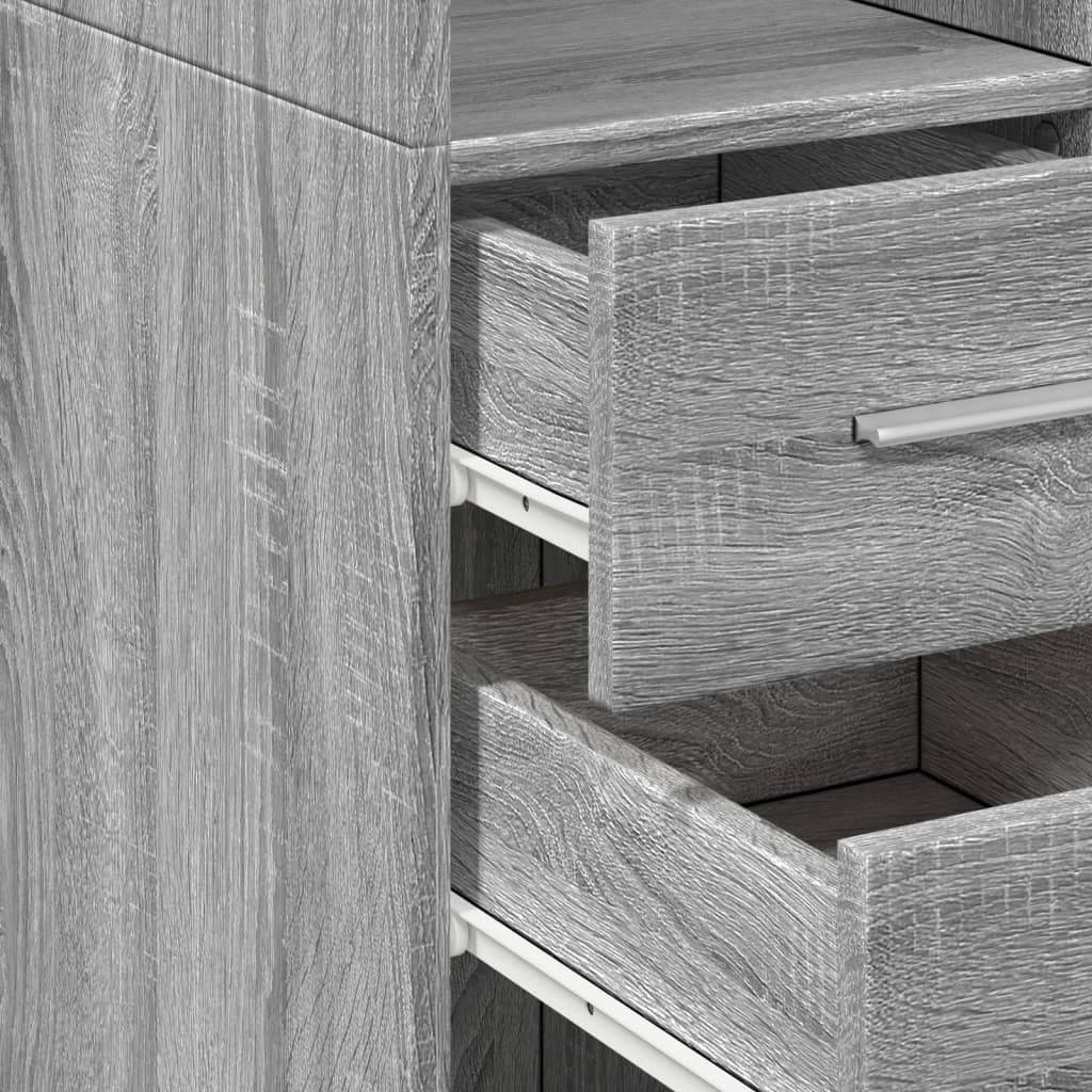 Opbergkast Smal 40X42,5X225 Cm Bewerkt Hout Eiken