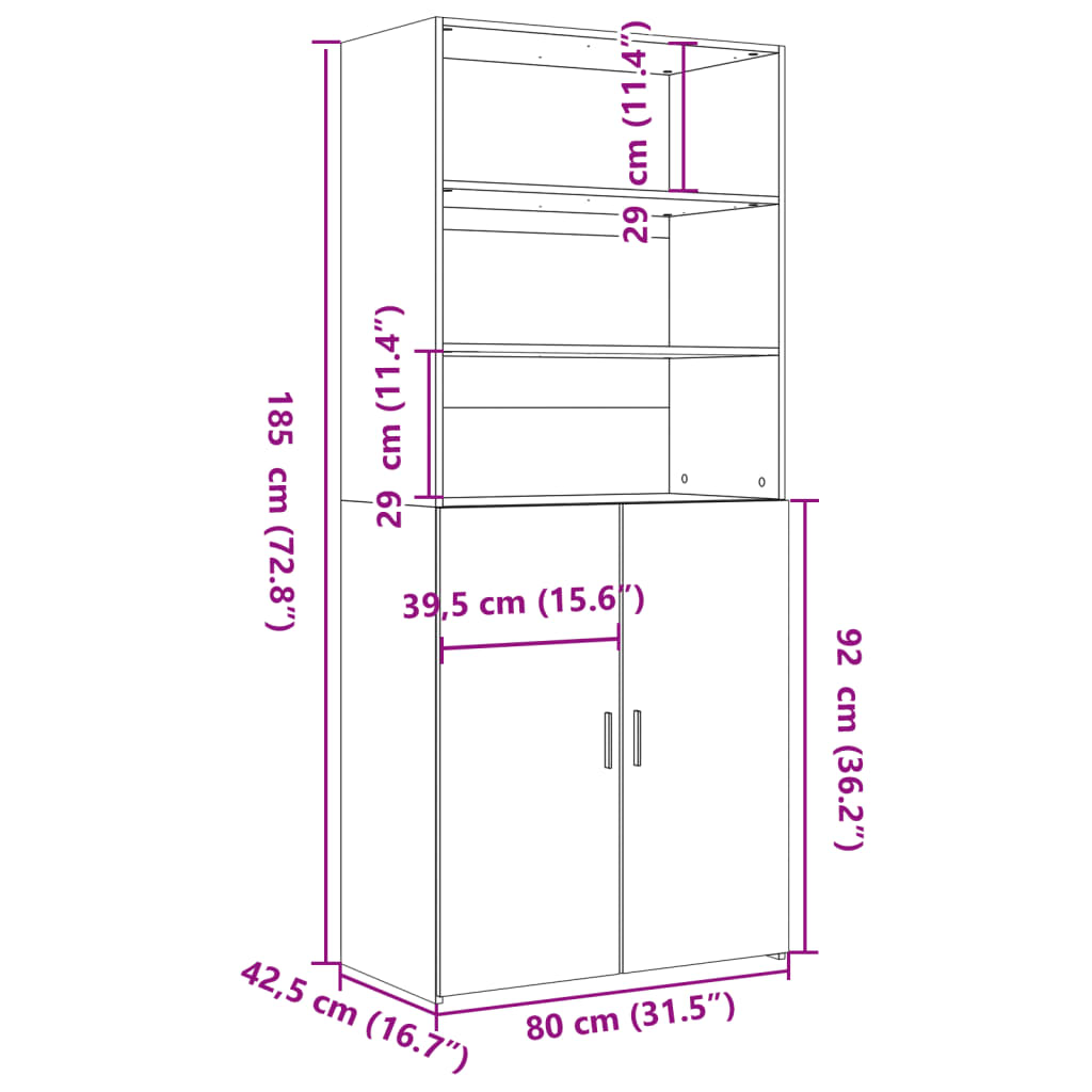 Hoge Kast 80X42,5X185 Cm Bewerkt Hout