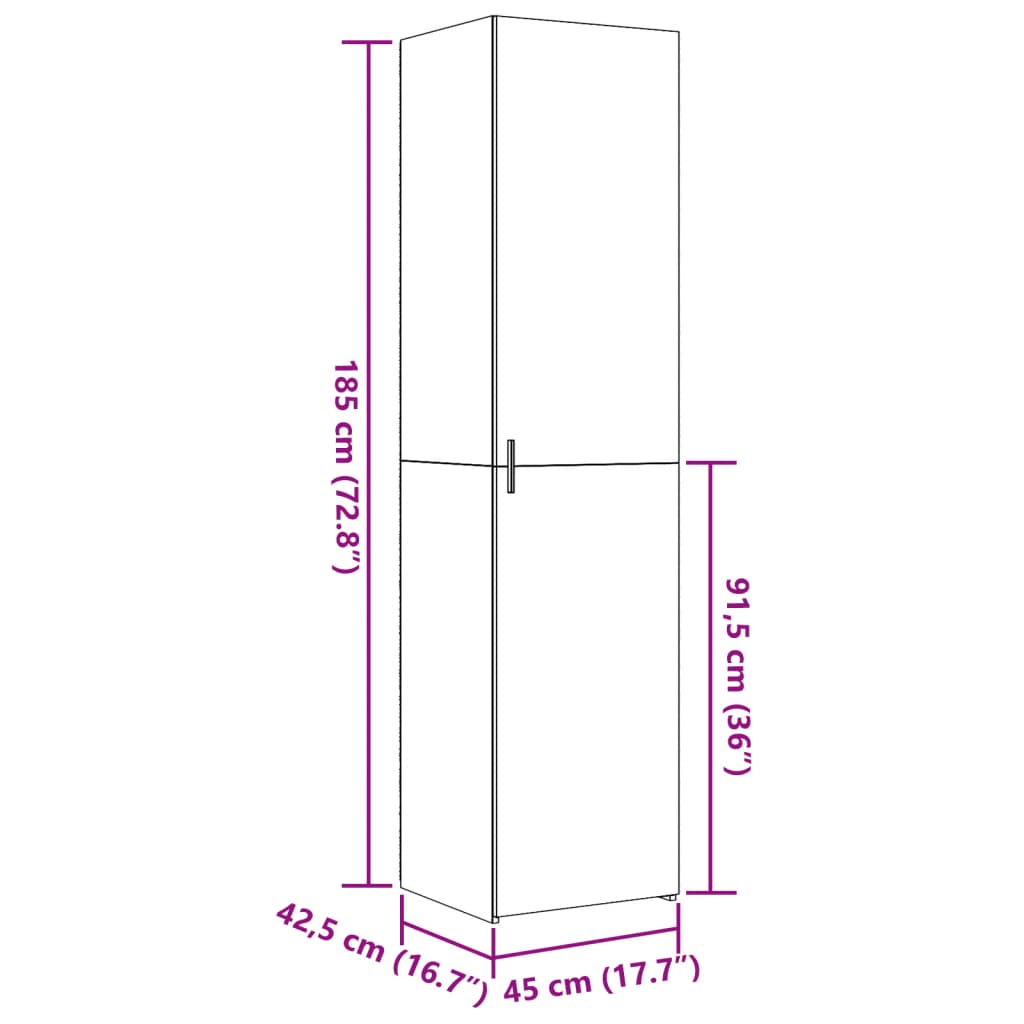 Hoge Kast 45X42,5X185 Cm Bewerkt Hout Ig