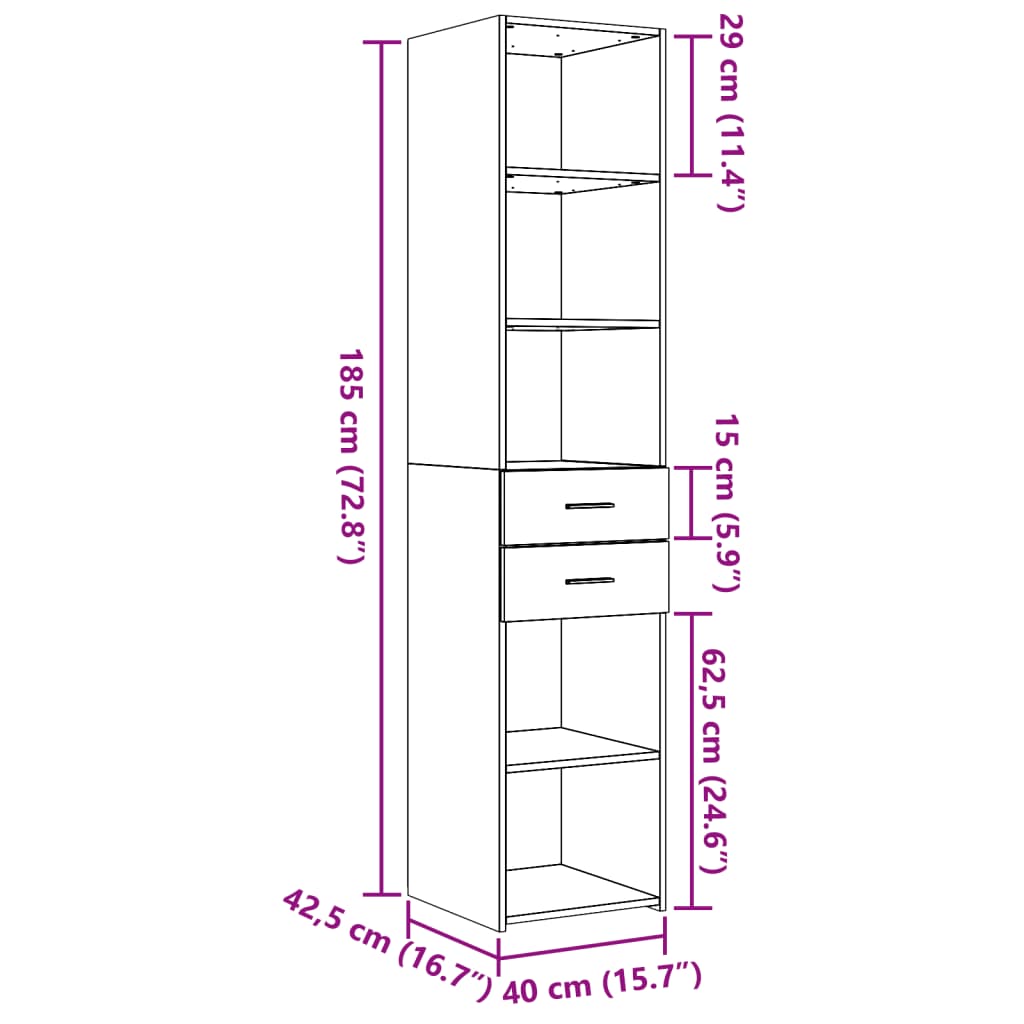 Hoge Kast 40X42,5X185 Cm Bewerkt Hout