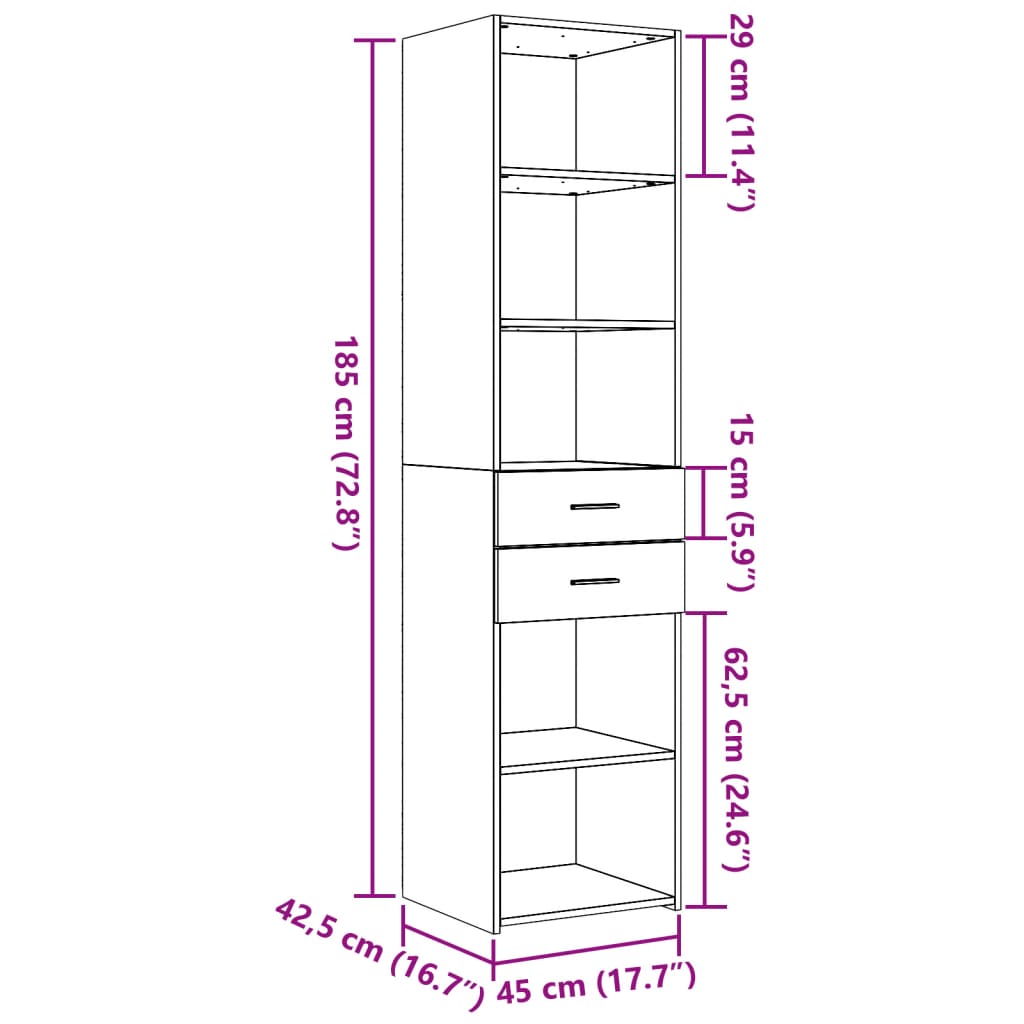 Hoge Kast 45X42,5X185 Cm Bewerkt Hout