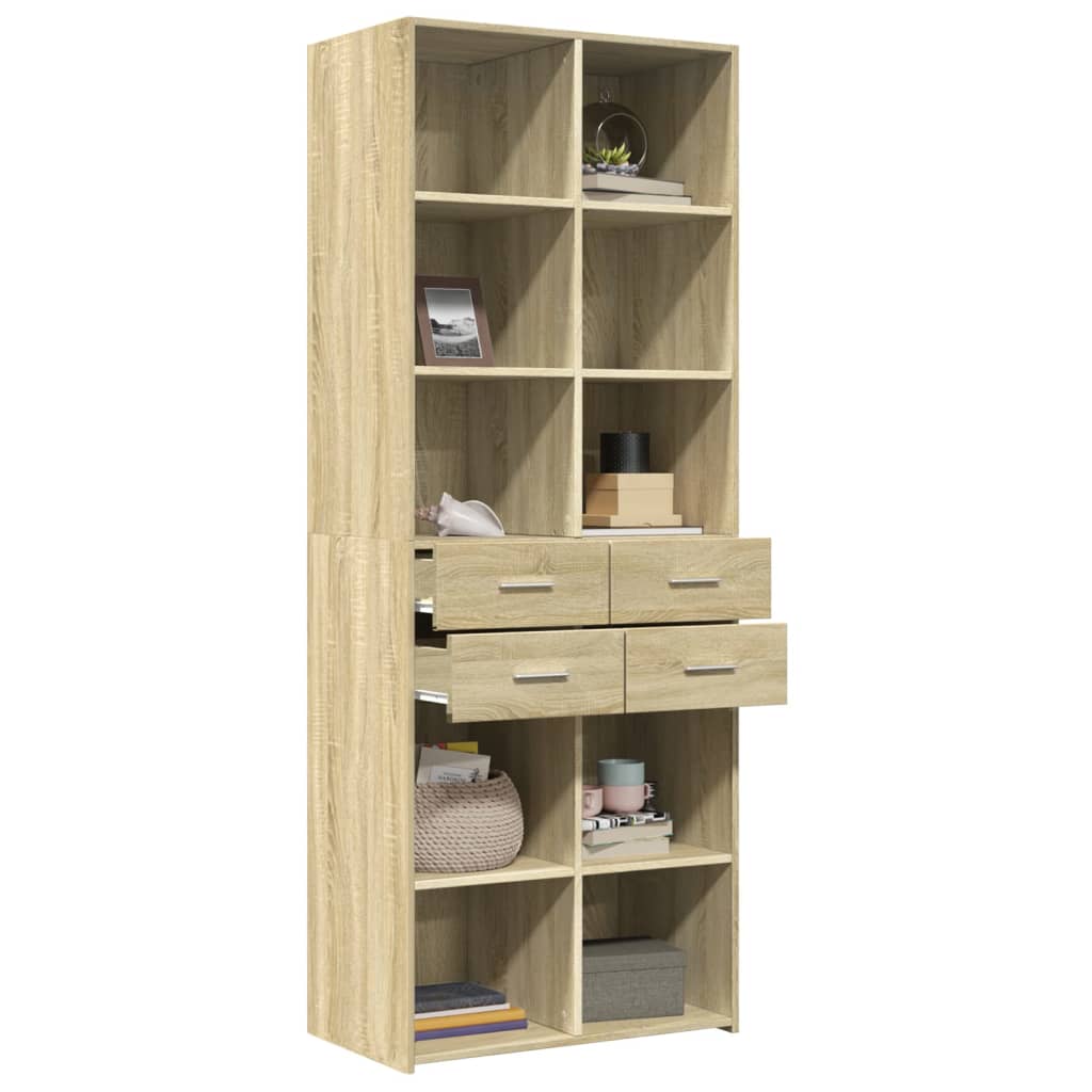Hoge Kast 70X42,5X185 Cm Bewerkt Hout Kleurig