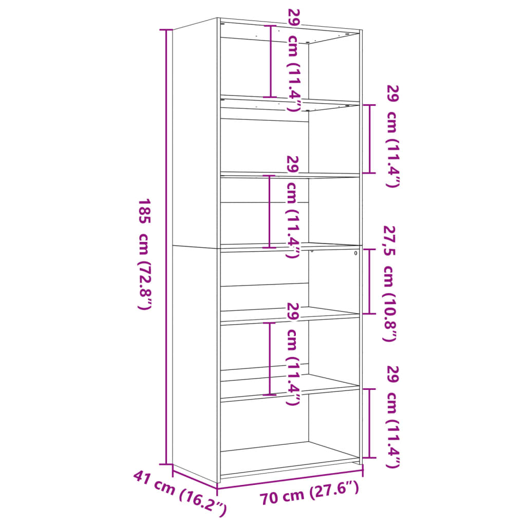 Hoge Kast 70X41X185 Cm Bewerkt Hout
