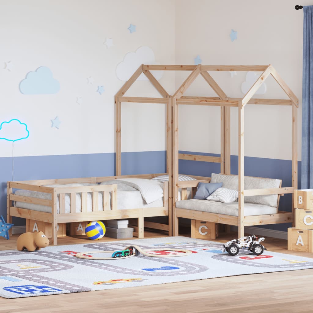 Kinderbed Met Dak Massief Grenenhout