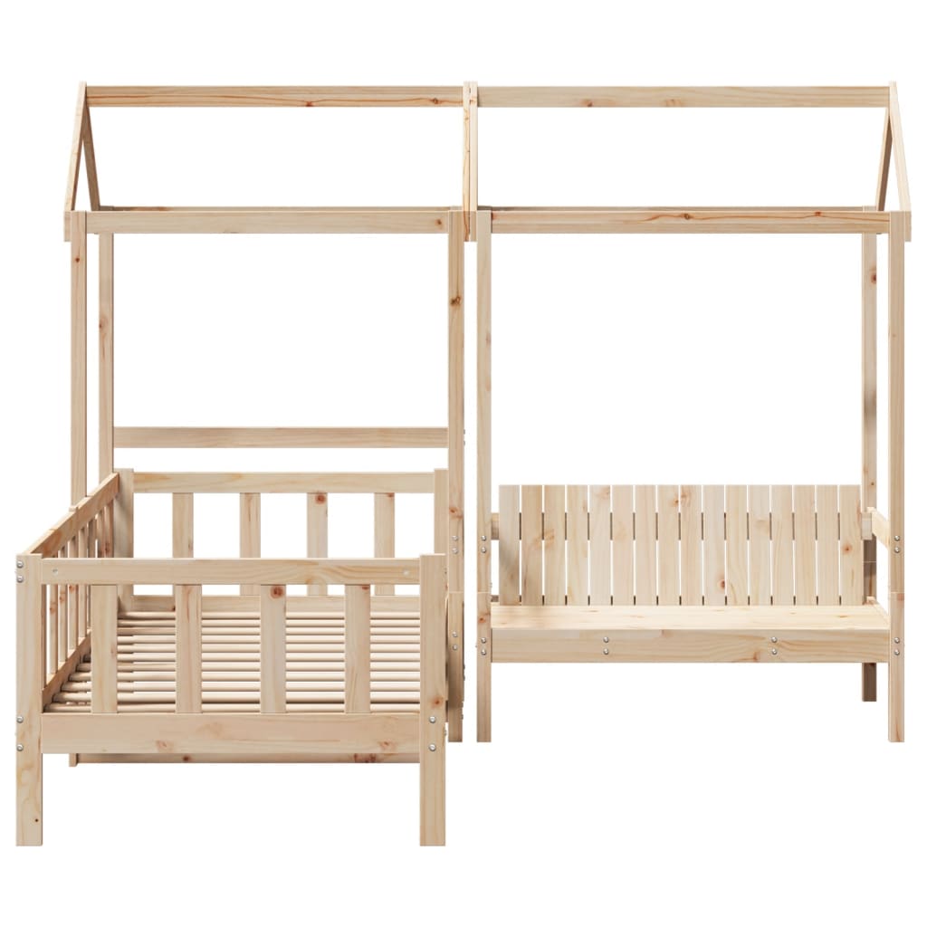 Kinderbed Met Huisje En Bankje Massief Grenenhout