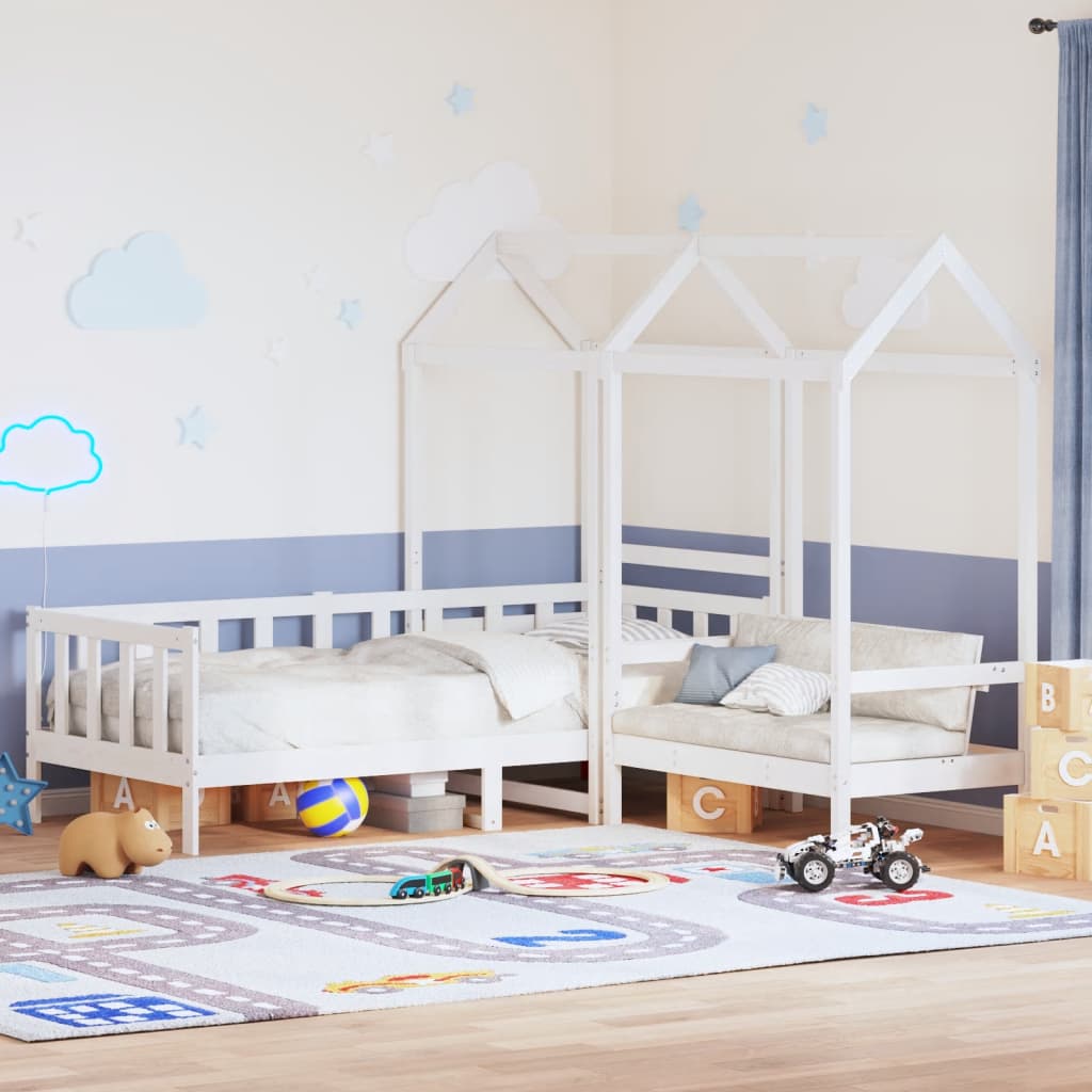 Kinderbed Met Huisje En Bankje Massief Grenenhout