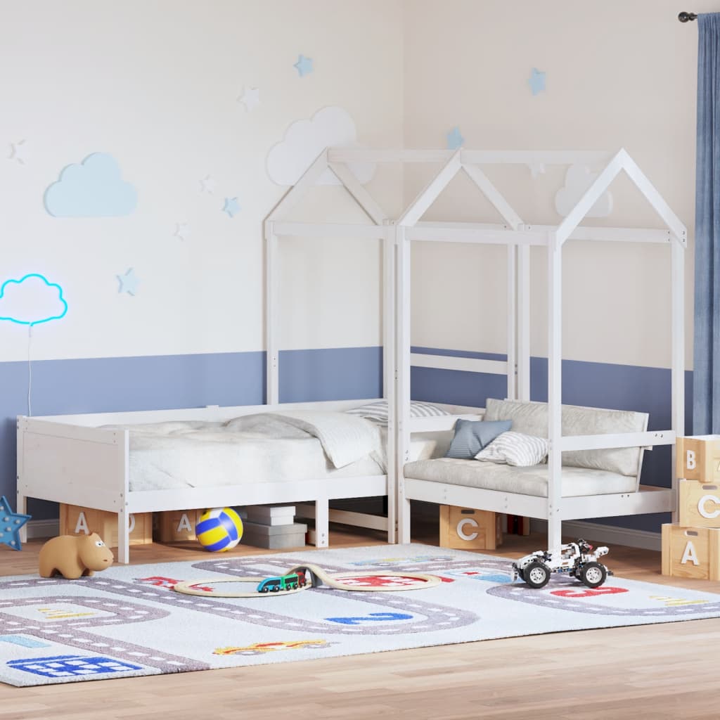 Kinderbed Met Huisje En Bankje Massief Grenenhout