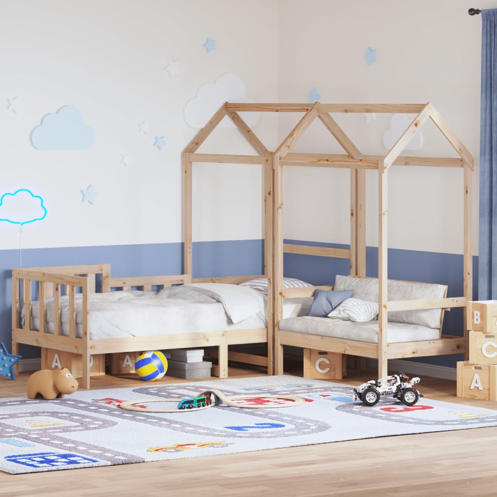 Kinderbed Met Bank En Huisje Massief Grenenhout