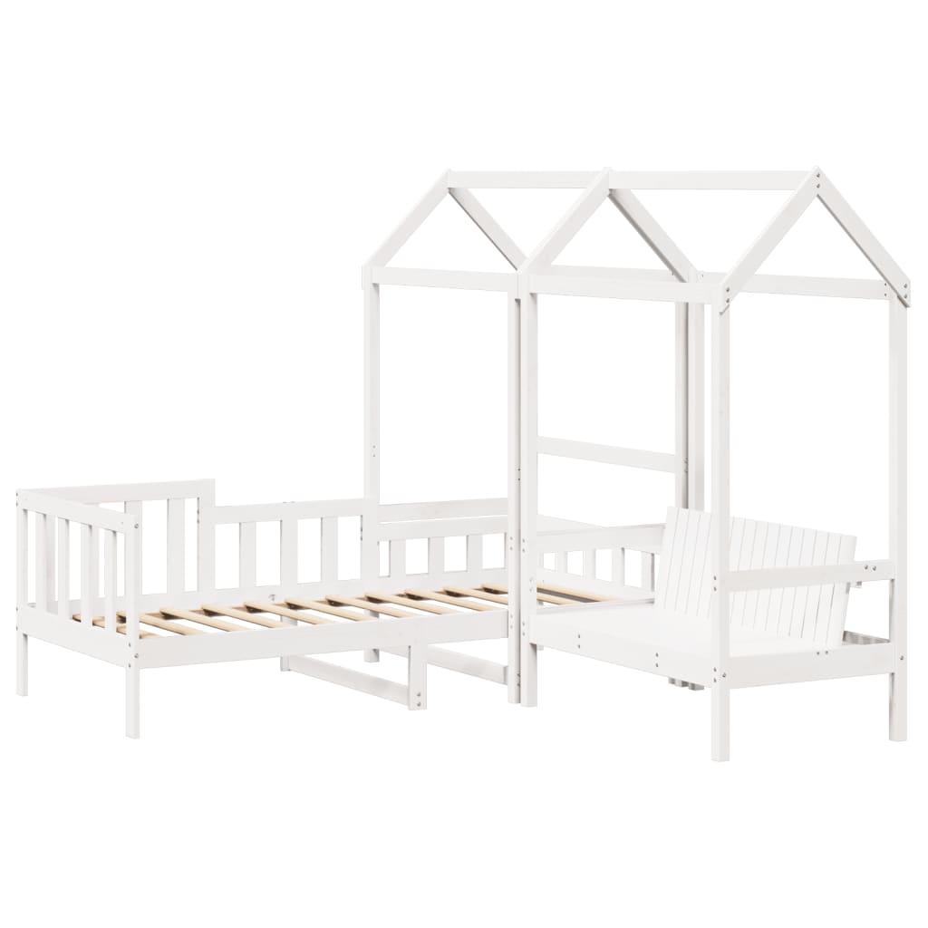Kinderbed Met Bank En Huisje Massief Grenenhout