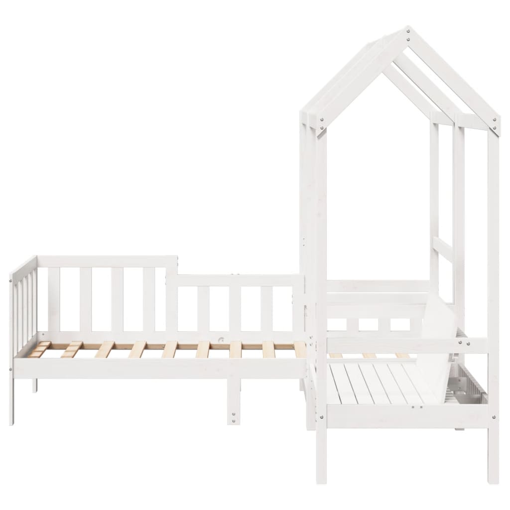 Kinderbed Met Bank En Huisje Massief Grenenhout