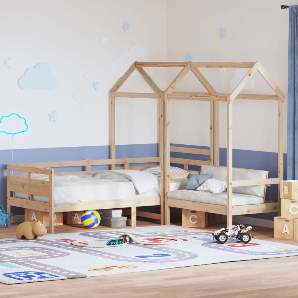 Kinderbed Met Bank En Huisje Massief Grenenhout