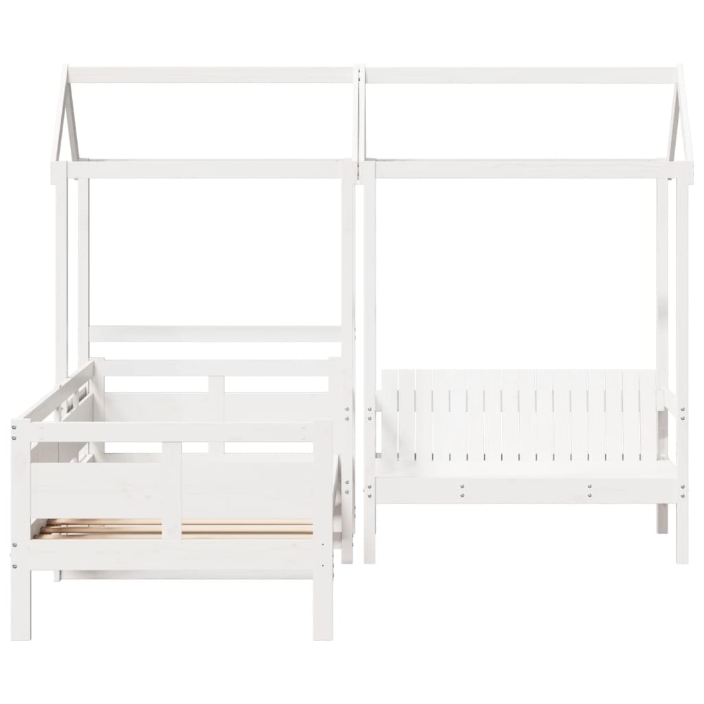 Kinderbed Met Bank En Huisje Massief Grenenhout