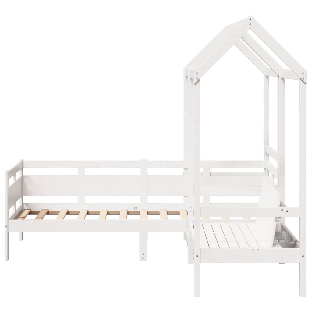 Kinderbed Met Bank En Huisje Massief Grenenhout