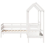 Kinderbed Met Bank En Huisje Massief Grenenhout