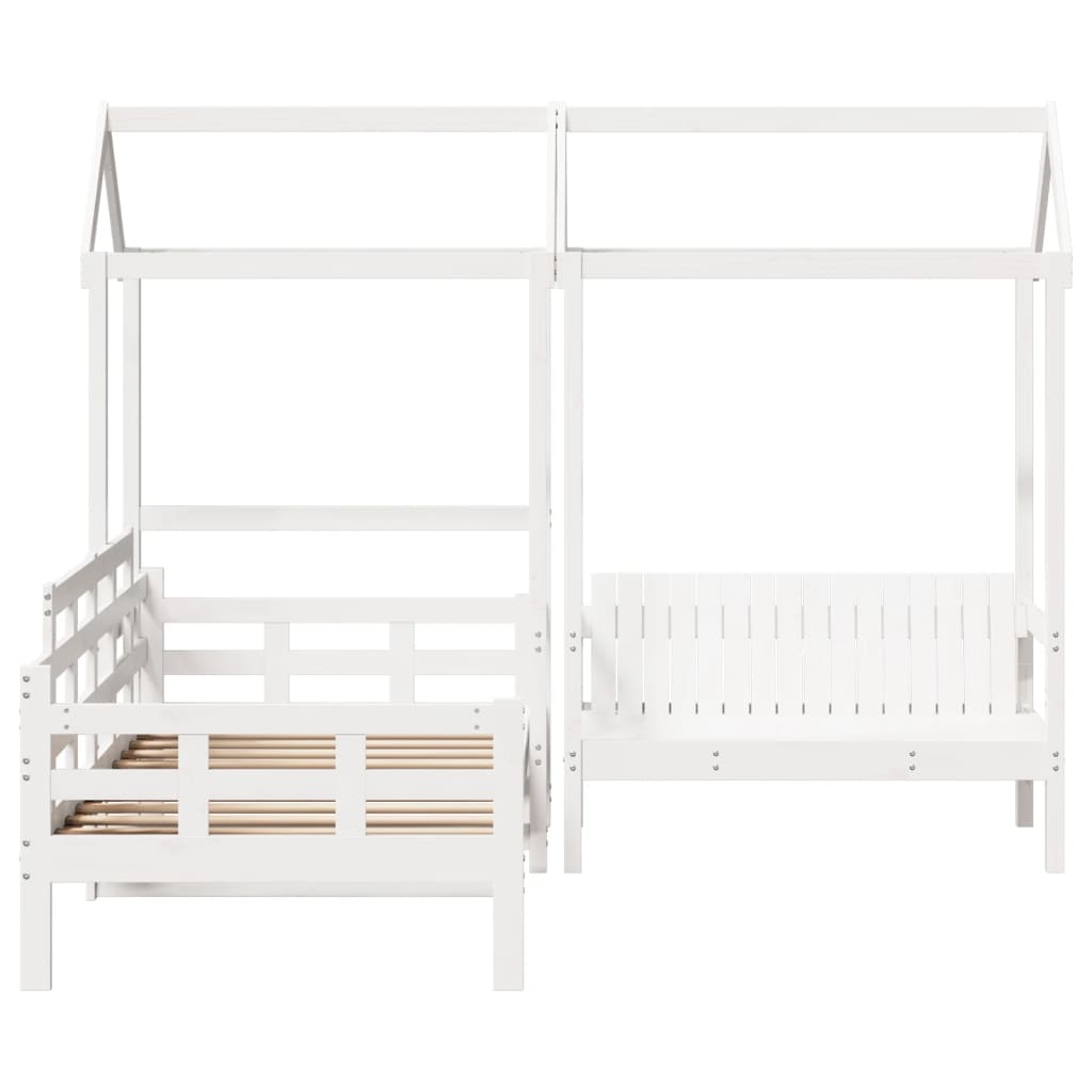 Kinderbed Met Huisje En Bankje Massief Grenenhout