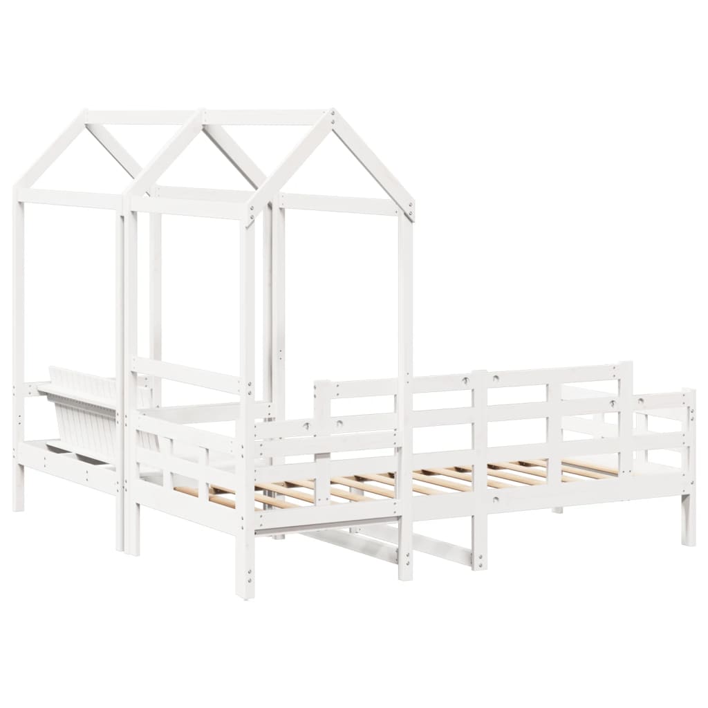 Kinderbed Met Huisje En Bankje Massief Grenenhout