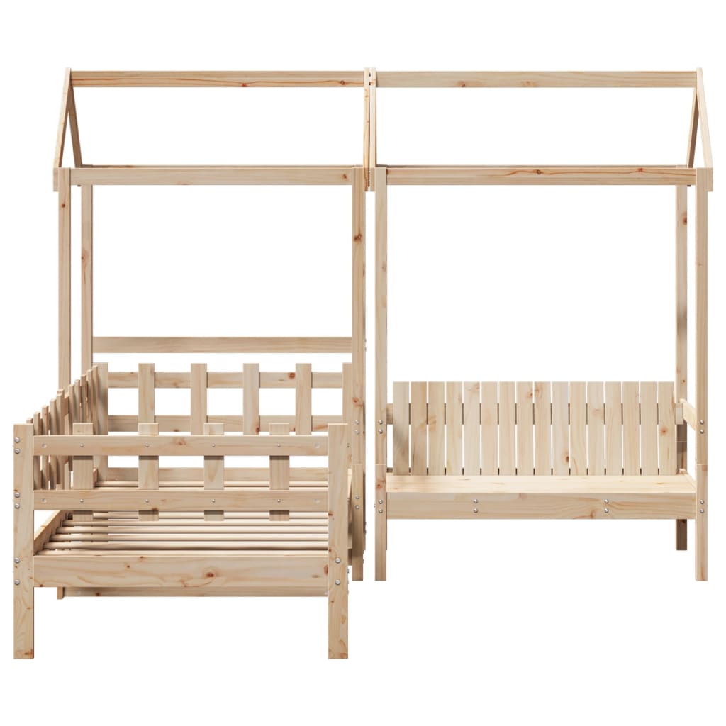 Kinderbed Met Huisje En Bankje Massief Grenenhout