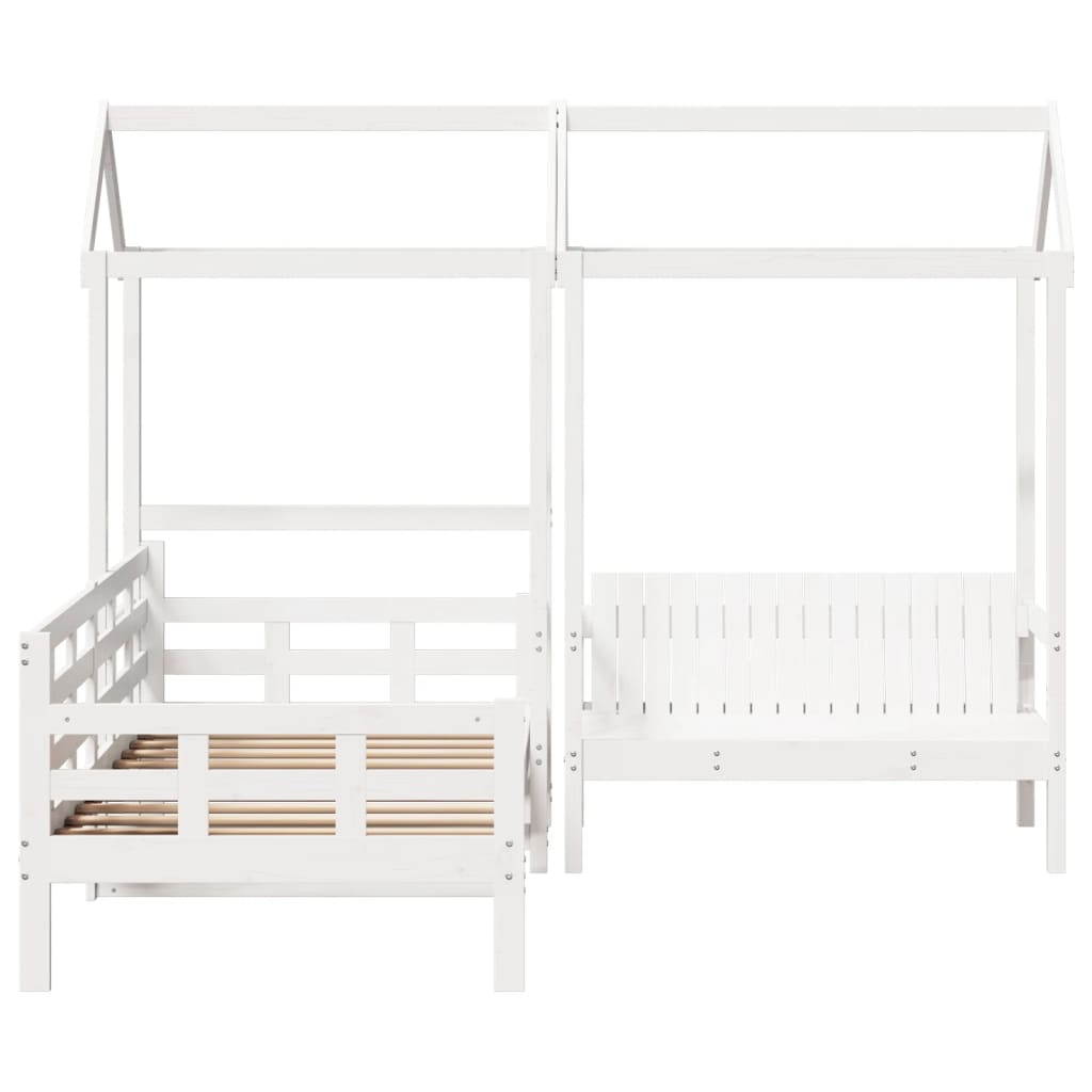 Kinderbed Met Bank En Huisje Massief Grenenhout