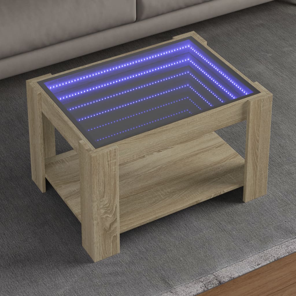 Salontafel Met Led Bewerkt Hout Eiken