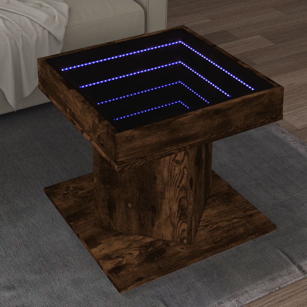 Salontafel Met Led 50X50X45 Cm Bewerkt Hout Eiken