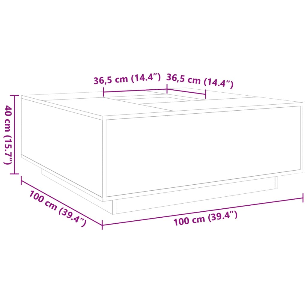 Salontafel 100X100X40 Cm Bewerkt Hout