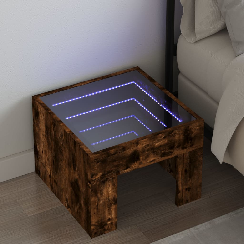 Nachtkastje Met Infinity Led 40X40X30 Cm Eiken