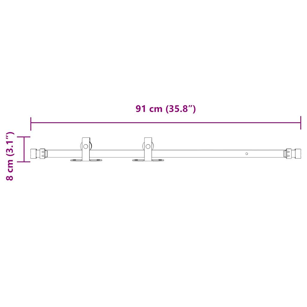 Ophangset Voor Schuifdeur 91 Cm Koolstofstaal