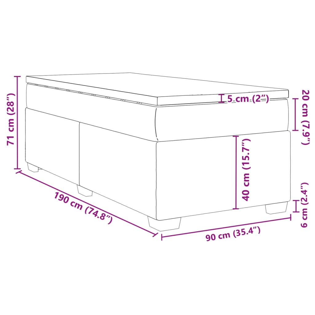 Boxspring Met Matras Stof 90X190 Cm