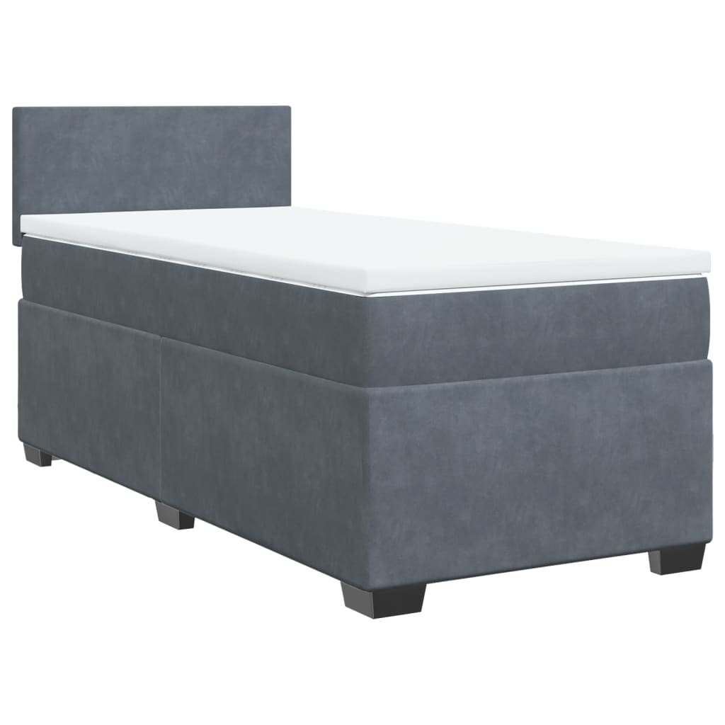 Boxspring Met Matras Fluweel Donkergrijs 1-Persoons (Alleen Au)