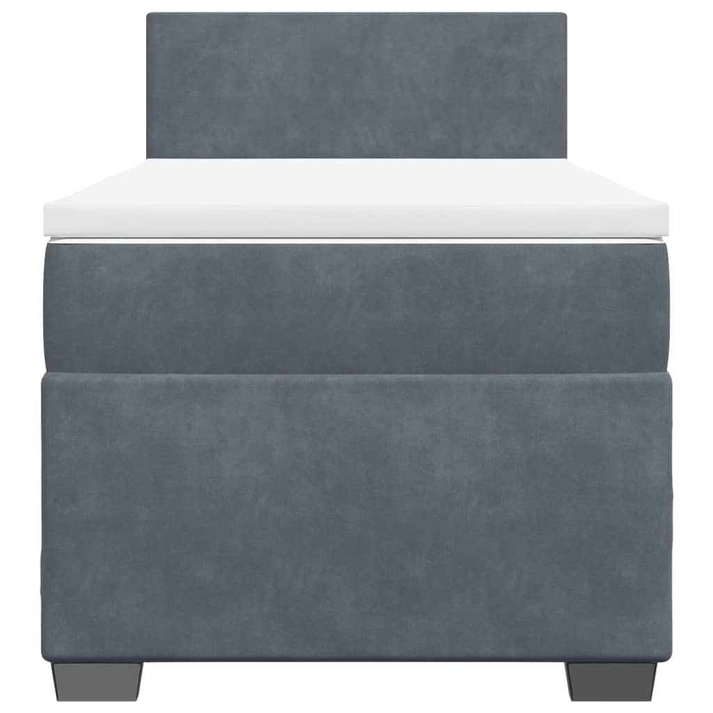 Boxspring Met Matras Fluweel Donkergrijs 1-Persoons (Alleen Au)