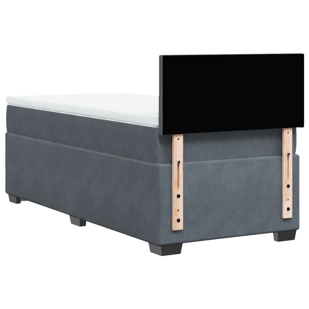 Boxspring Met Matras Fluweel Donkergrijs 1-Persoons (Alleen Au)