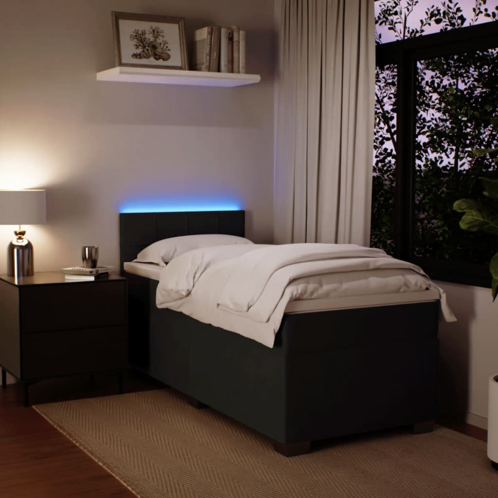 Boxspring Met Matras Fluweel Zwart 1-Persoons (Alleen Au)