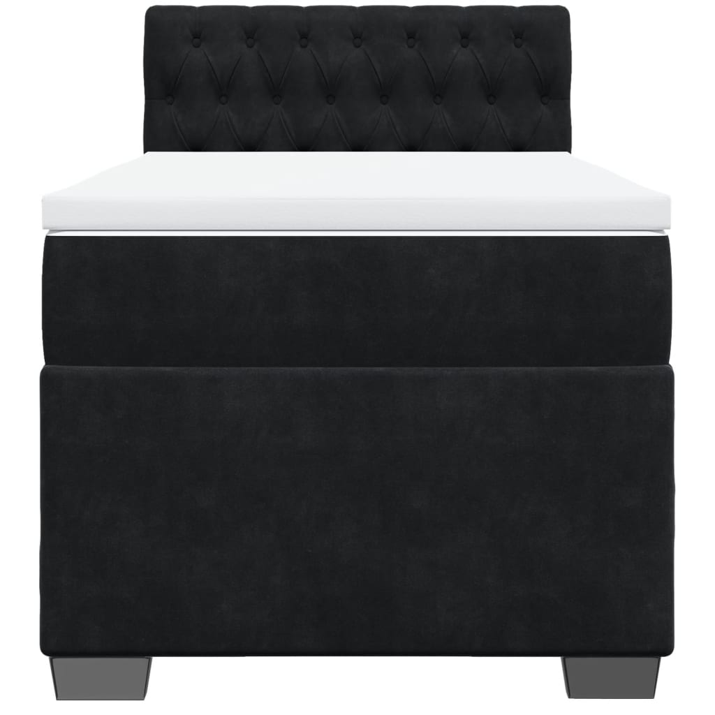 Boxspring Met Matras Fluweel Zwart 1-Persoons (Alleen Au)