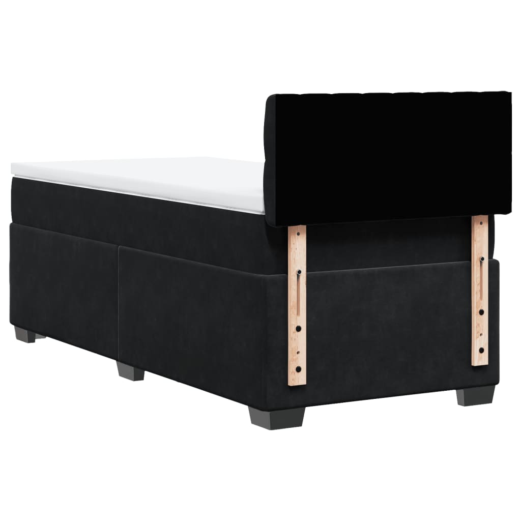 Boxspring Met Matras Fluweel Zwart 1-Persoons (Alleen Au)