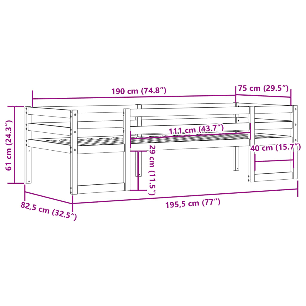 Kinderbedframe Massief Grenenhout