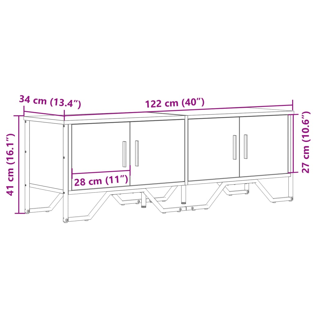 Tv-Meubel 122X34X41 Cm Bewerkt Hout Ig